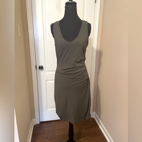 Athleta Della Tank Ruched Waist Dress Tuscan Olive Green Size S Stretch Casual - Picture 5 of 11